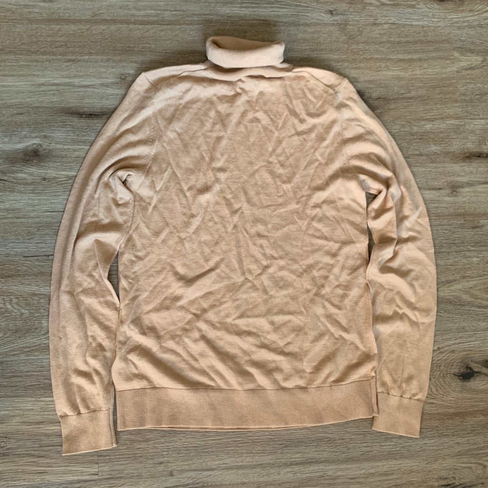 Massimo Dutti Silk Wool Blend Turtleneck Sweater in Tan - Size Medium